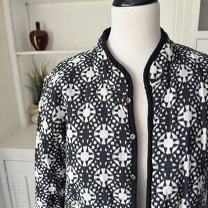 Xirena Black White Geometric Print Corduroy Jaymie Reversible Jacket Size M/L